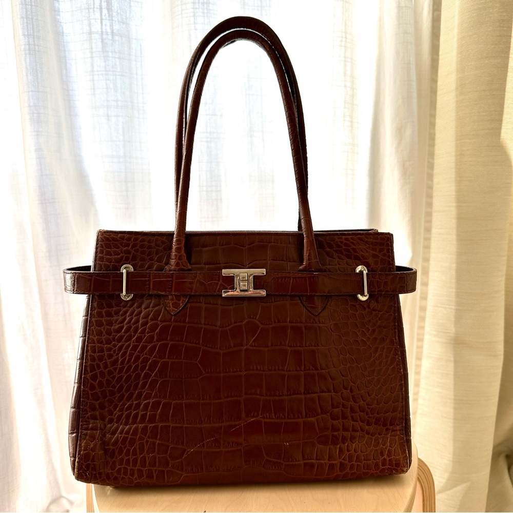 Vintage Leather Croc J Peterman Handbag